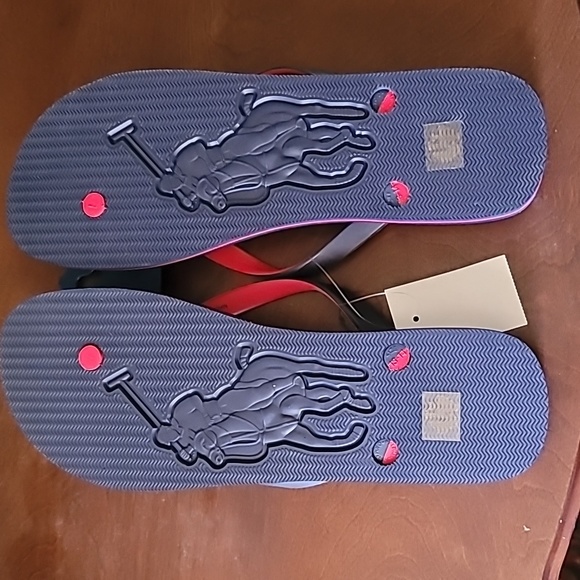 Polo Ralph Lauren Mens Flip Flops Size 13 New Red and Blue - Picture 4 of 6